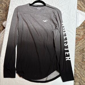 Hollister Gray and Black Long Sleeve Tee with Gradient Design